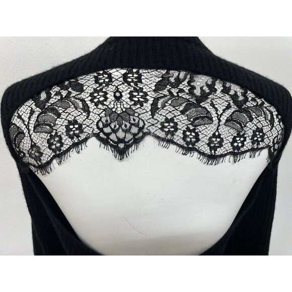 A.L.C. Wool And Cashmere Blend Lace Back Cut Out Sweater Black size M - Picture 2 of 16